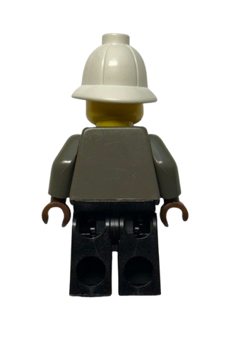 Dr. Kilroy - Dark Gray Open Jacket, Black Legs, White Pith Helmet, adv033 - LEGO® Adventurers Minifigure
