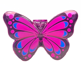 Minifigure Wings Insect Butterfly Rounded with Neck Bracket with Magenta and Blue Pattern, Part# 29590pb01 Part LEGO® Trans-Dark Pink