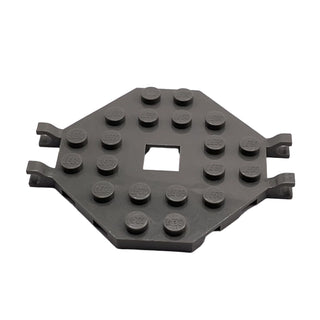 Plate, Modified 6x6 Octagonal with Open Center and 4 Clips (Horizontal Grip), Part# 2539 Part LEGO® Dark Gray Very Good