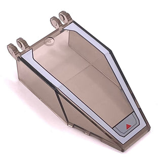 Windscreen 7 x 4 x 1 2/3 with Locking Dual 2 Fingers with SW Red Triangle Pattern, Part# 30372pb04 Part LEGO® Trans-Brown Very Good