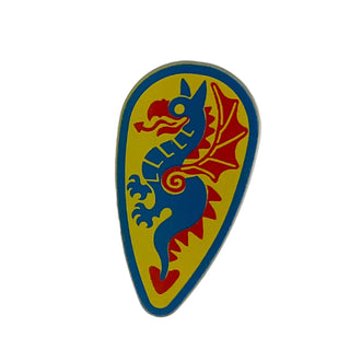 Minifigure, Shield Oval with Blue and Red Dragon on Yellow Background Pattern, Part# 2586p4c Part LEGO®