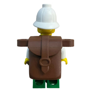 Dr. Kilroy / Dr. Charles Lightning - White Shirt and Suspenders, Green Legs, White Pith Helmet, Brown Backpack, adv040 - LEGO® Adventures Minifigure Minifigure LEGO®