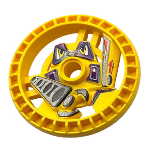 Technic, Disk 5x5 - RoboRider Talisman Wheel, Grab Mold with Robot Pattern, Part# 32363pb01