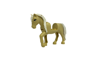 Horse with 2 x 2 Cutout and Movable Neck with Molded White Tail and Braided Mane and Printed Eyes Pattern, bb1279c02pb02 Minifigure LEGO®