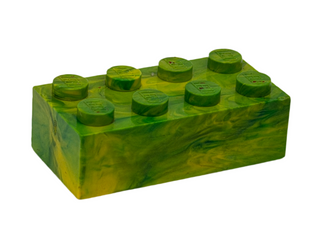 Green & Yellow Marbled, 1970's Grangemouth Test 2x4 LEGO® Brick Part LEGO®