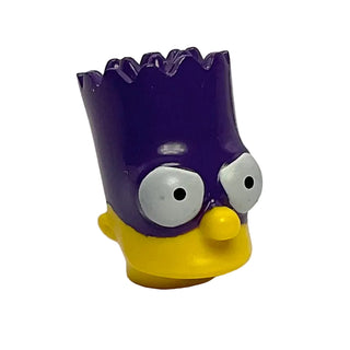 Minifigure, Head, Modified Simpsons Bart Simpson with Dark Purple Mask Pattern, Part# 15523pb03 Part LEGO® Yellow