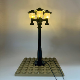 Lighting Kit, Quad Lamp Post, Double Connector (Black Pole, Amber Light) ACCQHLA-B/A Light up kit United Brick Co®