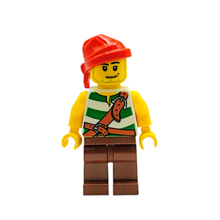 Pirate, Green Shirt W/ White Stripes, pi134 Minifigure LEGO®