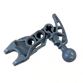 Dark gray Bionicle arm piece with multiple circular sockets and a ball joint connector at the end.