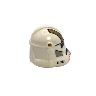 Minifigure, Headgear Helmet SW Clone Trooper Commander Cody (Phase 2) with Holes with Black Visor and Dark Tan and Orange Markings Pattern, Part# 2019pb01 Part LEGO®