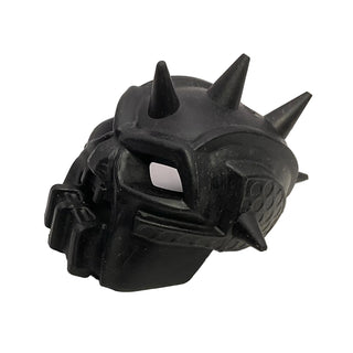 Black Bionicle Kadin mask with three pointed spikes, angular features, and a white eye opening.