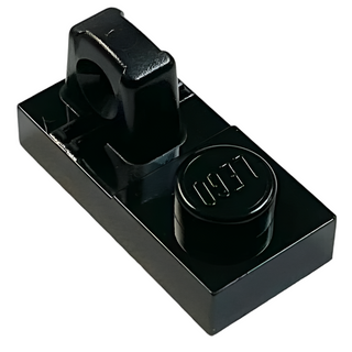 Hinge Plate 1 x 2 Locking with 1 Finger on Top, Part# 30383 Part LEGO® Black