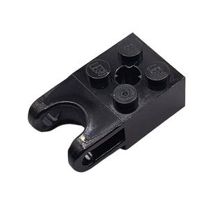Technic, Brick Modified 2x2 with Ball Socket and Axle Hole - Straight Forks with Round Ends and Open Sides, Part# 92013 Part LEGO® Black