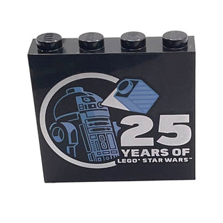 Brick 1 x 4 x 3 with Bright Light Blue and Medium Blue R2-D2 Minifigure and Silver 25 Years Pattern, Part# 49311pb039 Part LEGO® Black Very Good