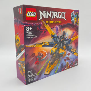 LEGO Ninjago Dragons Rising set 71833 empty box with yellow and black jet and character graphics.