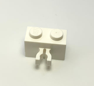 Brick, Modified 1x2 with Clip (Vertical Grip), Part# 30237 Part LEGO® White  