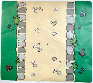 Plastic Playmat with Room Interior with Dirt Road / Tile Floor with Rug Pattern, Part# multipls14