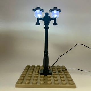 Lighting Kit, Double Lamp Post, Double Connector (Black Pole, White Light) ACCDHLA-B/W Light up kit United Brick Co®