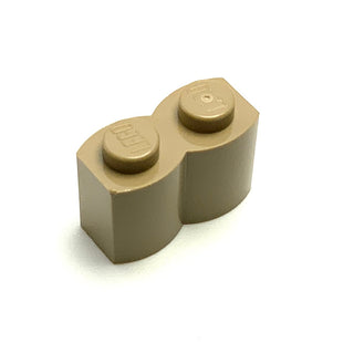 Brick, Modified 1x2 with Log Profile, Part# 30136 Part LEGO® Dark Tan  