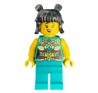 Lunar New Year Parade Participant - Musician, Female, Ornate Dark Turquoise Costume, Black Space Buns, hol315 Minifigure LEGO®