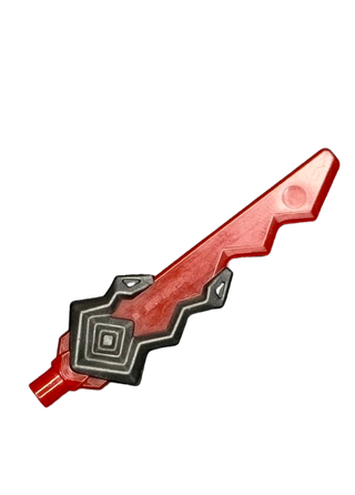 Minifigure, Weapon Sword Blade with Jagged Edge and Bar End with Molded Pearl Dark Gray Geometric Snake and Diamond Hilt Pattern (Ninjago Vermillion Sword), Part #25277pb01 Part LEGO®