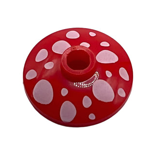 Dish 2x2 Inverted (Radar) with Mushroom White Spots Pattern, Part# 4740pb004 Part LEGO® Red Very Good