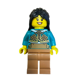Woman, Dark Turquoise Cheongsam Bolero Shrug, hol373 - LEGO® Holiday Minifigure
