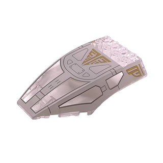 Windscreen 10 x 6 x 2 Curved with SW The Arrowhead Pattern, Part# 45705pb026 Part LEGO® Trans-Brown Very Good