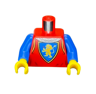 Torso Castle Surcoat, Silver Chain Mail Collar, Yellow Lion with Raised Foot on Blue Shield Emblem Pattern / Blue Arms / Yellow Hands, Part# 973pb4840c01 Minifigure LEGO®