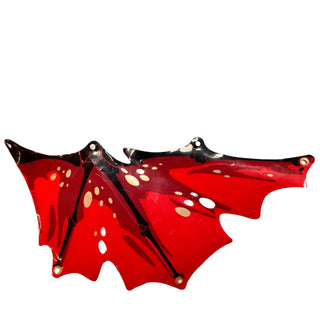 Plastic Wing Right Dragon with Black Spines, Dark Red Splotches, and Gold Ovals on Red Background Pattern, Part# 38765a Part LEGO® Very Good