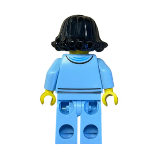 Woman, Bright Light Blue Jacket, Dark Purple Star Shirt, hol261 - LEGO® Holiday Minifigure