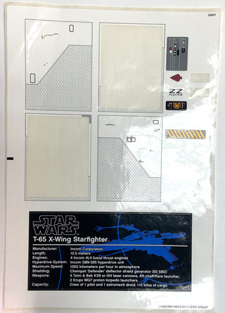 Sticker Sheet for Set Red Five X-wing Starfighter - UCS, 10240, Sheet 2 - (14584/6041468), Part# 10240stk02 Part LEGO® Missing 4 Stickers