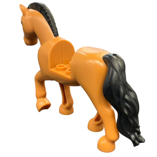 Horse, Friends Style with 2 x 2 Cutout and Movable Neck with Fixed Flexible Rubber Black Tail and Roached Mane with Black Eyes Pattern, bb1279c03pb03 Minifigure LEGO®