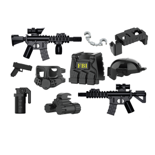 FBI SWAT Tactical Gear Pack Custom Minifigure Toy Accessories Custom Weapon Battle Brick