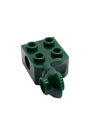 Technic, Brick Modified 2 x 2 with Pin Hole and Rotation Joint Ball Half Vertical, Part# 48171 Part LEGO® Dark Green
