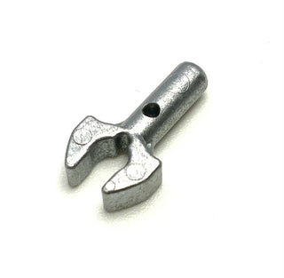 Bar 1L with Clip Mechanical Claw - Cut Edges and Hole on Side, Part# 48729b Part LEGO® Metallic Silver  