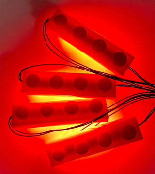 Daisy-Chained 1x4 LED Light Up Plates, DIY System, Reconnectable, LB1x4C4-LA Custom Parts United Brick Co® Red/Red