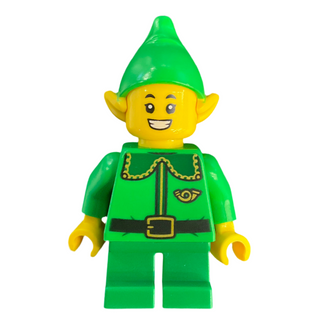 Elf - Dark Green Collar and Gold Horn, Open Mouth Smile, hol363 Minifigure LEGO®