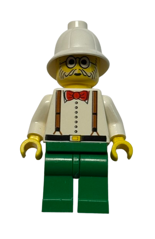 Dr. Kilroy / Dr. Charles Lightning - White Shirt and Suspenders, Green Legs, White Pith Helmet, adv006 - LEGO® Adventurers Minifigure