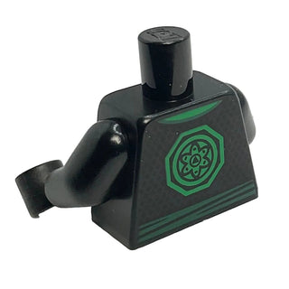 Torso Ninjago Robe with Gold Scarf and Diamonds, Green Sash and Emblem Pattern / Black Arms / Black Hands, Part# 973pb2785c02 Part LEGO®