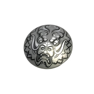 Minifigure, Shield Circular/Round Convex Face with Black and Silver Dragon Head Pattern, Part# 75902pb16 Part LEGO®