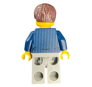 Businessman Pinstripe Jacket and Gold Tie, Light Bluish Gray Legs, Dark Brown Hair Short Tousled with Side Part, hol069 Minifigure LEGO®