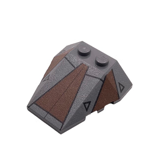 Wedge 4 x 4 Triple with Stud Notches with Sith Nightspeeder Pattern 1, Part# 48933pb008 Part LEGO® Dark Bluish Gray
