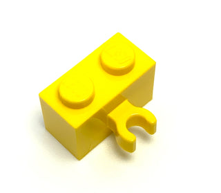 Brick, Modified 1x2 with Open O Clip Thick (Vertical Grip), Part# 30237b Part LEGO® Yellow  