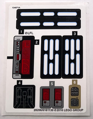 Sticker Sheet for Set Krennic's Imperial Shuttle, North American Version, 75156-1 - (28206/6161130), Part# 75156stk01b Part LEGO® Complete