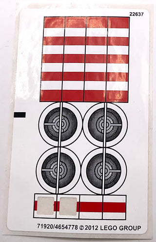 Sticker Sheet for Set X-wing Starfighter, 9493 - (71920/4654778), Part# 9493stk01 Part LEGO® Missing 2 Stickers