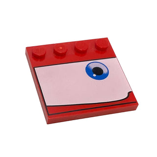Cars Lightning McQueen Eye on White Background Left Side (Tile, Modified 4 x 4 with Studs on Edge), Part# 6179pb036L