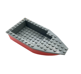 Boat, Hull Unitary 16 x 8 with Dark Bluish Gray Top (28533 / 28535), Part# 28533c01 Part LEGO® Red Very Good
