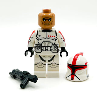 Custom Commander Clone Trooper (Red, Phase 1) Minifig made using LEGO parts - B3 Customs Custom minifigure B3 Customs