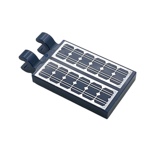 Tile Modified 2x3 with 2 Clips with Solar Panels Pattern, Part# 30350bpb105 Part LEGO® Dark Blue Very Good